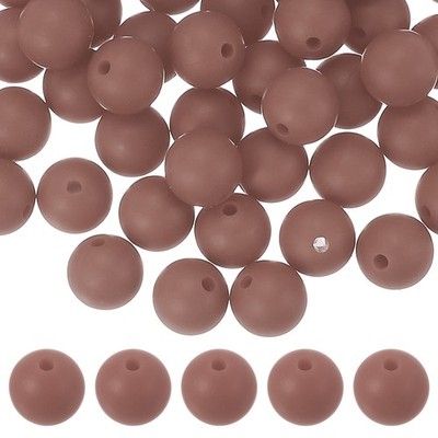 60Pcs Silicone Beads 9mm Bulk Beads for Keychain Making Light Brown
