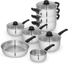 Townhouse 8 Piece Stainless Steel Cookware Set with 16/18/20cm saucepans