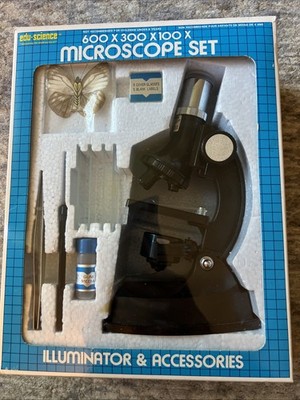 NEW Vintage Toys R Us Edu-Science 600 X 300 X 100 X Microscope Set - 1986