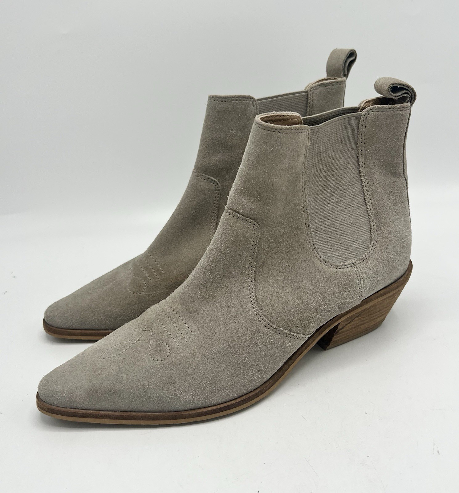 The White Company Light Grey Suede Western Cowboy Ankle Boots UK 6 EU 39