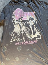 David Bowie Shirt Mens L 1972 World Tour Graphic Bleach Hybrid Tee 
