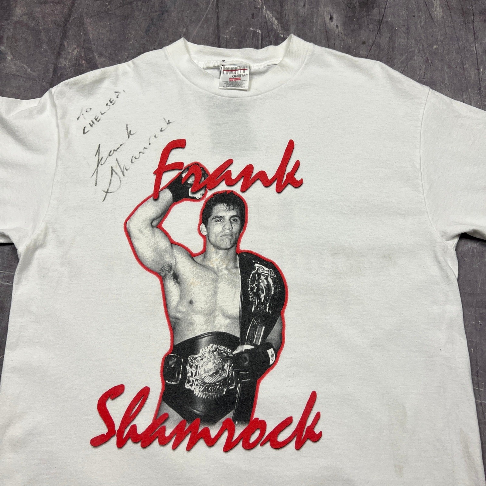 Vintage UFC Shirt Men's L White Frank Shamrock Champion Signed RARE 1998 AS81 image 3