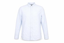 Cubas AS Mens Button-Up Size L Blue Striped Collared Long Sleeve