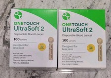Two 2 ONE TOUCH UltraSoft 2 Disposable Blood Lancets 30G 2x100 Exp 7/31/2029
