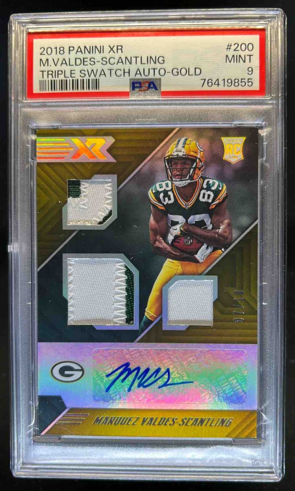 Marquez Valdes-Scantling Panini XR #200 Triple Swatch Autograph-Gold