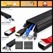 Under Desk Cable Management Set - 6 Pack 15.7" Cord Organizer, Black, Tidy Wires