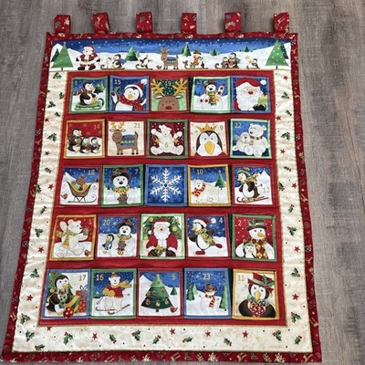 Handmade Quilted Patchwork Advent Calendar Christmas Tapestry Wall Hanging Pocke