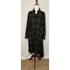 JW Anderson Uniqlo Asymmetric Green / Black Check Shirt DressSize Small