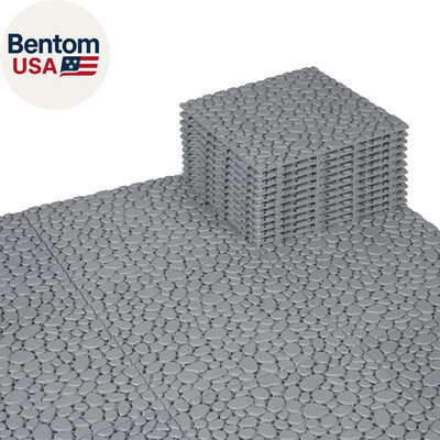 Plastic Interlocking Cobbled Stone Tile (12PCS) 12'' X 12'', Patio Tiles Outdoor W