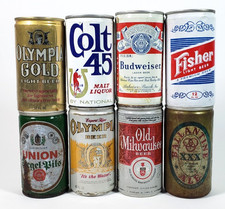 Lot of 8 Vintage Empty Beer Cans  Pull Tab Tops  As Pictured