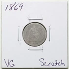 1869 10C Seated Liberty Silver Dime with VG Detail #6193