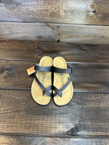 NIB! Project Cloud Bailey Black Leather Wedge Sandals Women Size 5 - Picture 5 of 19