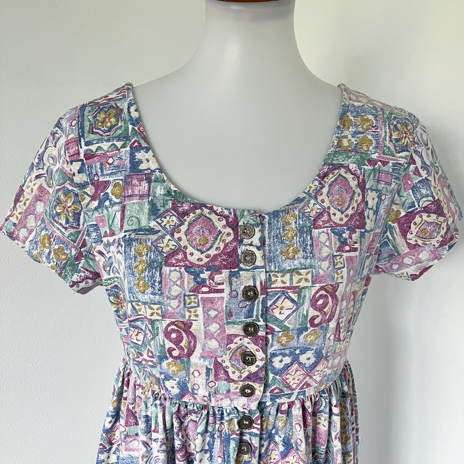 Vintage 80s 90s Printed Pattern Patchwork Style F… - image 3