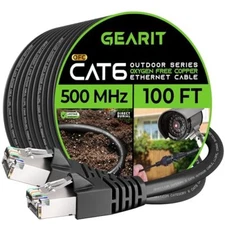 Cat6 Outdoor Ethernet Cable (100ft) 23AWG Pure Copper, FTP, LLDPE, Waterproof...