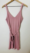 Asos Womens Tank Dress Sz 4 Pink Pullover Tie Waist Casual Stretch Mini Spring