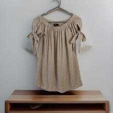 Lulus Al Fresco Evenings Beige Off The Shoulder Mini Dress Small Coquette Neural