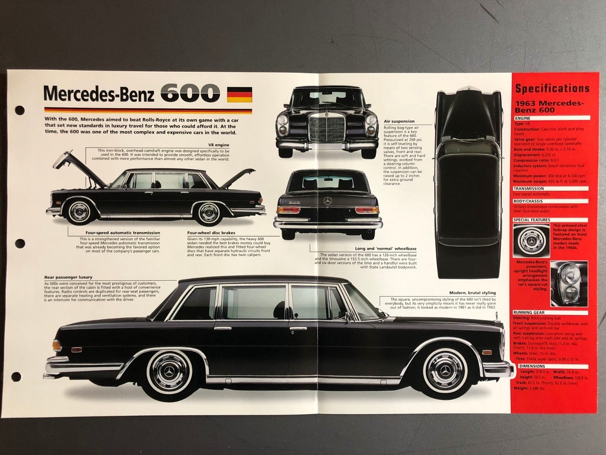 LE Mercenaire 1-4、6-8　計7冊 1963 - 1981 Mercedes-Benz 600 Sedan Poster, Spec Sheet, Folder