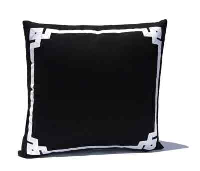 Amore Beaute Black White Cotton Pillow Cover Greek Key 20x20 in Pillow Case 