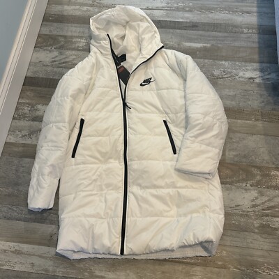 NIKE WOMENS SZ MEDIUM NSW SYN FILL LONG JACKET COAT WHITE RARE NWT CZ1463 100 OG