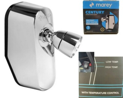 #ad MAREY Century 120V Compact Tankless Shower Water Heater with Temperature Control $164.99