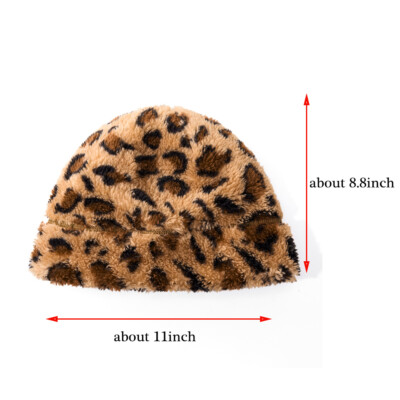 Leopard print Beanie Hat Skull Cap Winter Fleece Hat Soft  display picture 3