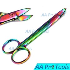 Rainbow/Multi Crown Bee Bee Scissors 4.5" Curved Dental Surgical Instruments