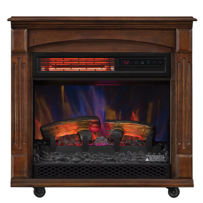 Rolling Mantel with 3D Infrared Quartz Electric Fireplace, Caramel Birch  Finish | eBay