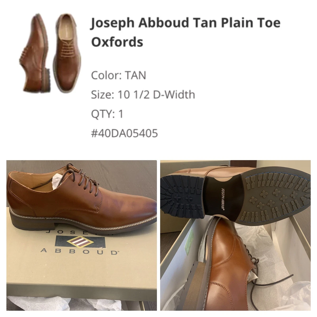 Joseph abboud tan plain toe oxfords sale