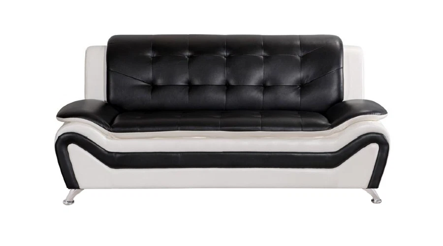 Frady Black And White Faux Leather Modern Living Room Sofa Bryont Blog