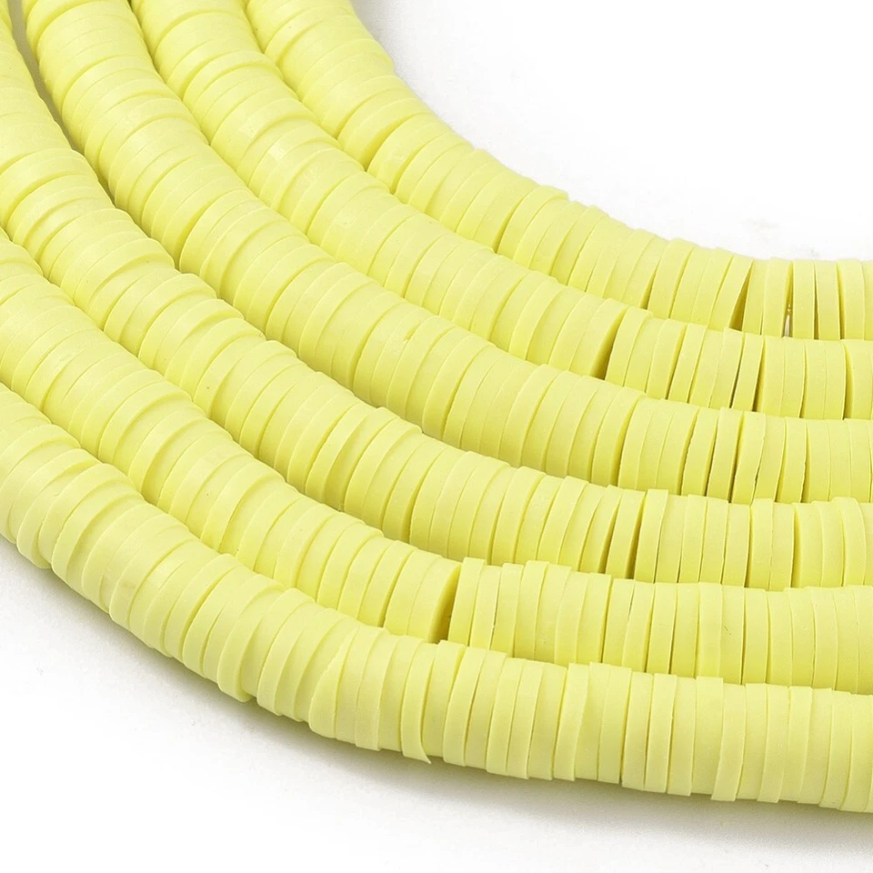 Polymer Clay Perlen Heishi Schampagnergelb 6x1 mm 380~400 Stk. - Bild 2 von 4