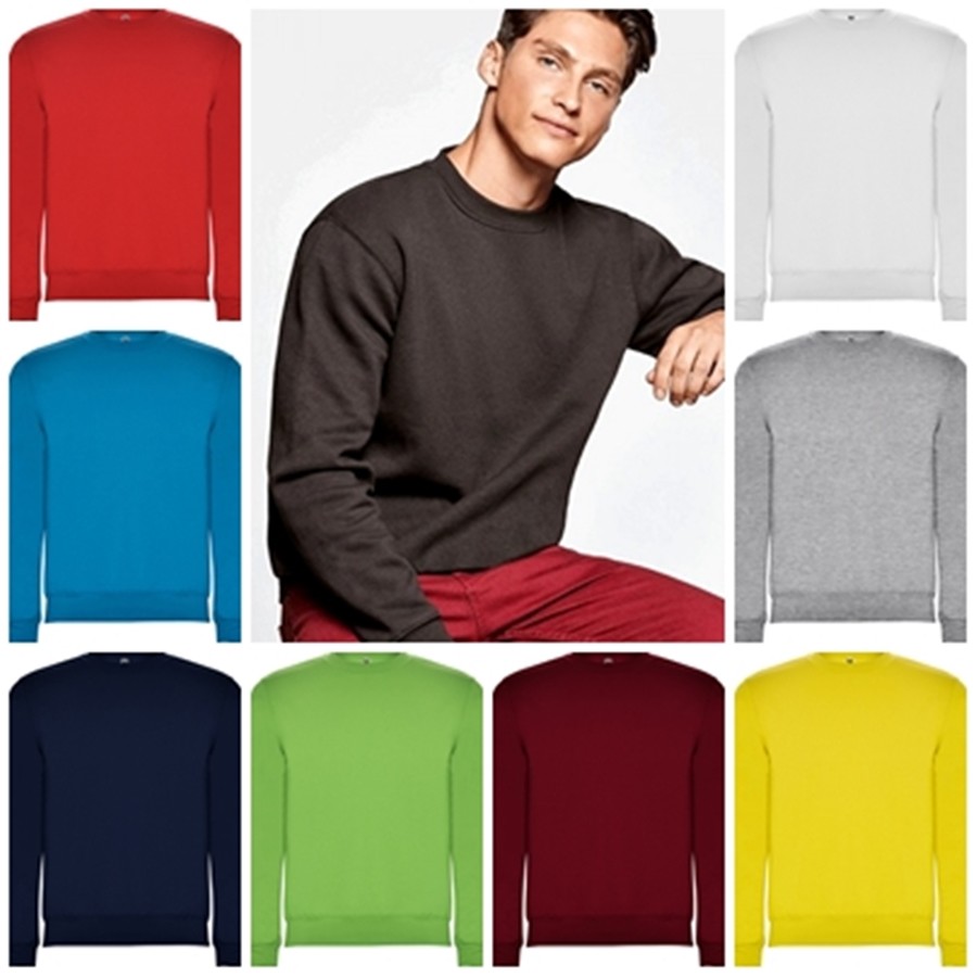 Sudadera de hombre Clásica. Cuello, puños y cinturilla de punto canalé elastano