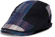 M MOACC Newsboy Cap for Men Beret Hat Cotton Buckle One Size, Black(17426) 