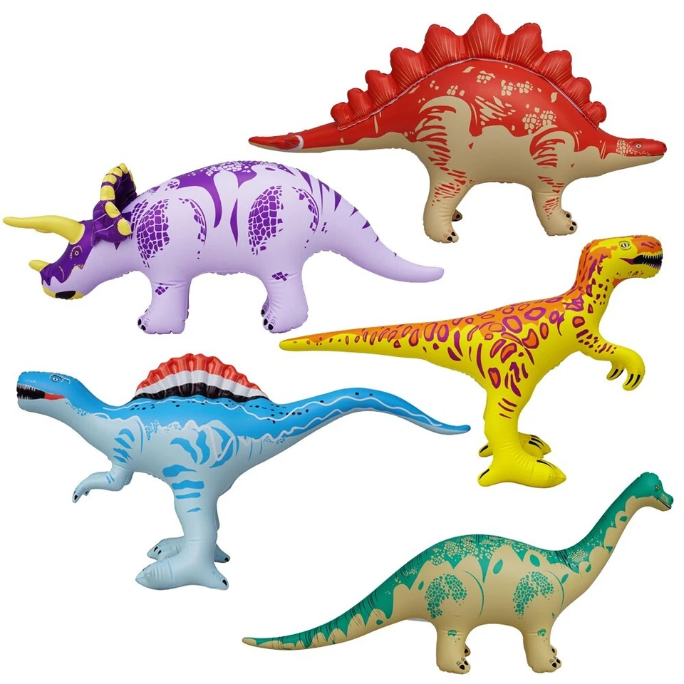 5件装充气恐龙派对包腕龙、三角龙、猛禽 — 第 2/4 张图片