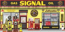 SIGNAL GASOLINE OLD GAS PUMP GAS STATION SCENE WALL MURAL SIGN BANNER GARAGE ART