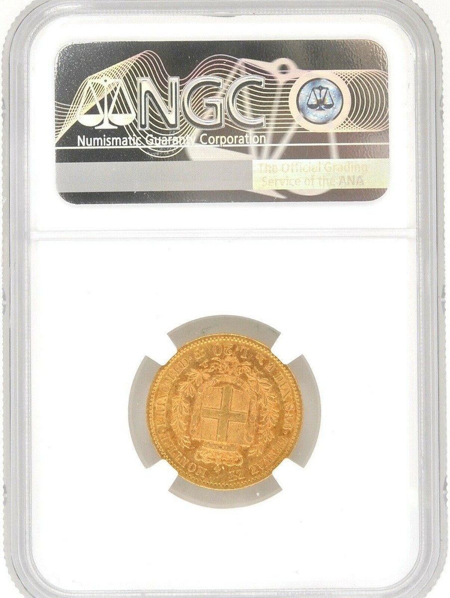 1852 Anchor P Italy 20 Lire Sardinia AU58 Gold Coin KM# 146.2