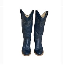 BOTA VAQUERA WESTERN DE CUERO AZUL de WRANGLER MUJER TALLA 6 🩵VINTAGE🩵