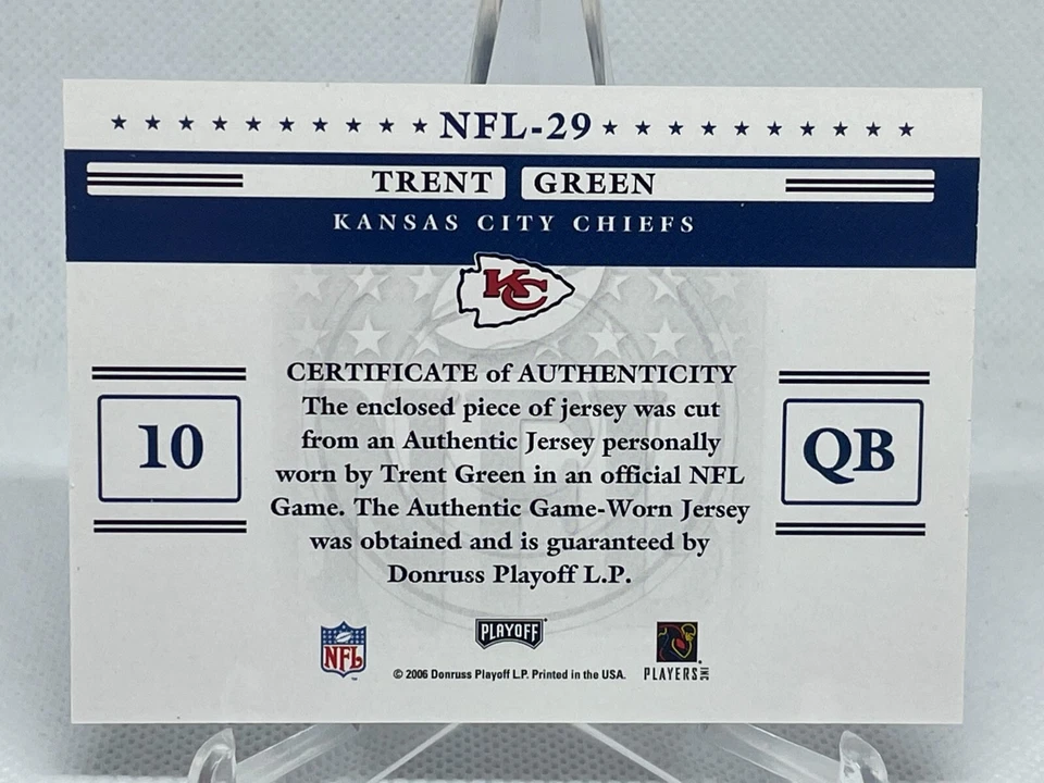 Trent Green 2006 Playoff Prestige Stars of the NFL #NFL-29 Game Used Jersey - Image 2 of 2