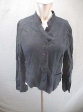 Anne Klein Size 8 Womens BLK 100 Linen Pocket Lightweight Button Up Blazer 452