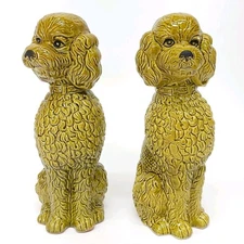 Poodle Figurines Large Ceramic Avocado Green Japan Dog Statue Guard Dogs MCM