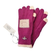 Vivienne Westwood Smiley pattern wool Glove Woman Mitten Japan   Magenta