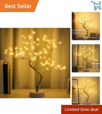 LED Tree Lamp Artificial Bonsai 20 Inches Warm White Flexible Decor for Home