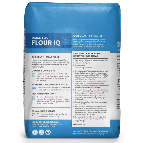 King Arthur Flour Unbleached Bread Flour 5 lb. Bag (3 PACK) FREE SHIPPING - Picture 4 of 8