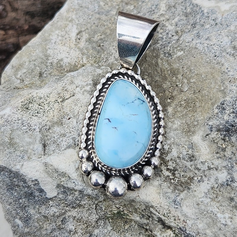 Petite Navajo Handmade Golden Hills Turquoise Pendant C Charley sterling