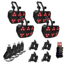 4x Chauvet DJ Wash FX Hex ILS LED effect light w/ 4x DFiUSB2s with clamps