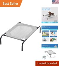 Elevated Dog Bed with Breathable Cooling Fabric - Small Size, Grey, Easy Clean
