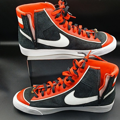 Nike Blazer Mid Men's Mid Top Sneakers Black/Red/White Lace Up Zip