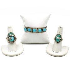 Effie Calavaza Zuni signierter Sterling Türkis Schlangenring Manschette Menge 3 #S5807-4