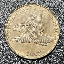 1857 Flying Eagle Cent Penny 1c Uncirculated Details Old Cleaning