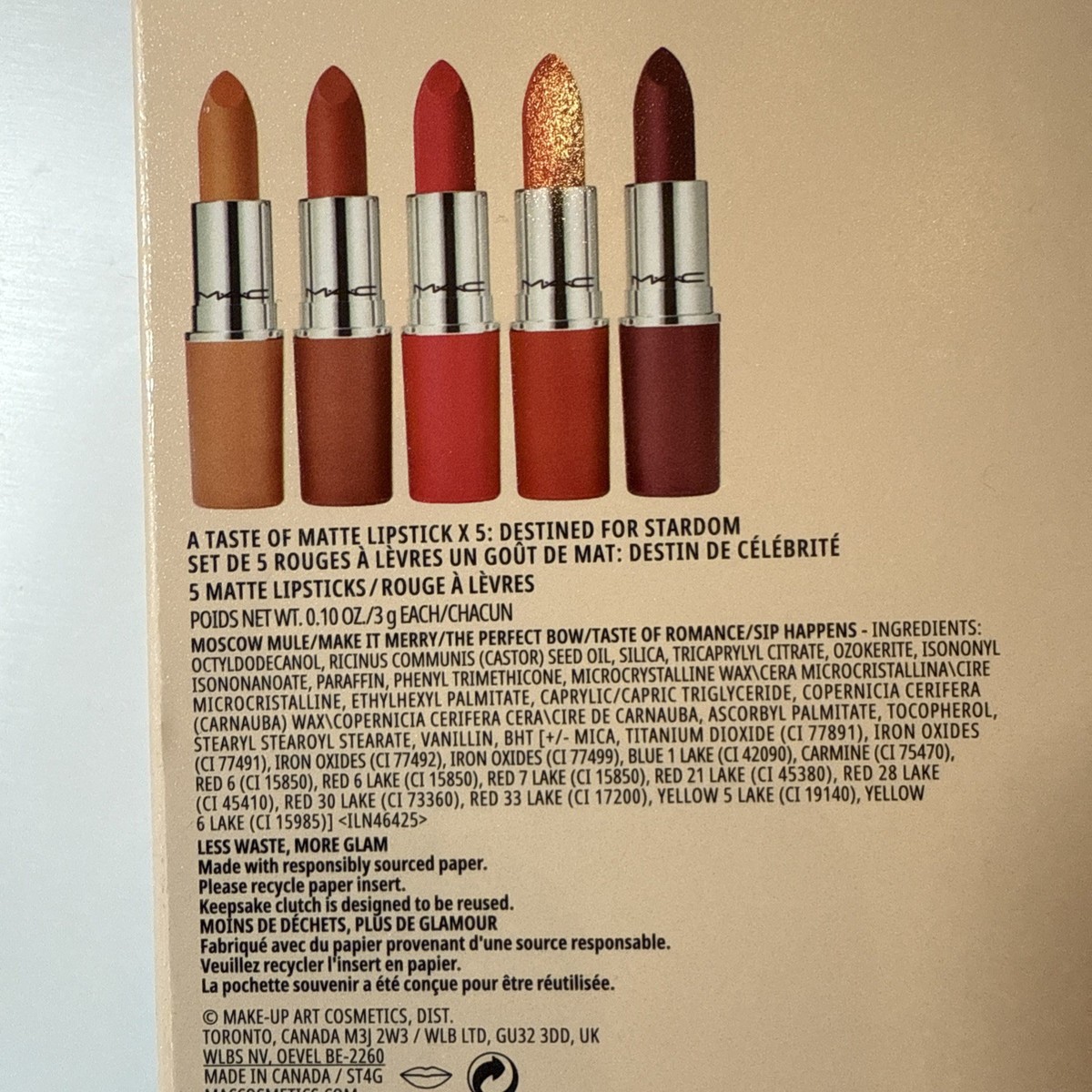 口紅 MAC A Taste of Matte Lipstick Set MAC Limited Edition A Taste Of Matte Lipstick x 5: Destined For