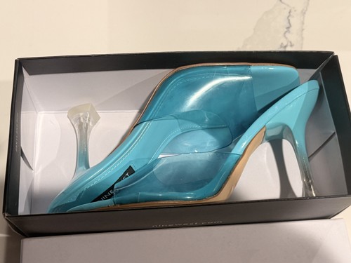 Nine West Zooza Transparent Heeled Mule 8 blue
